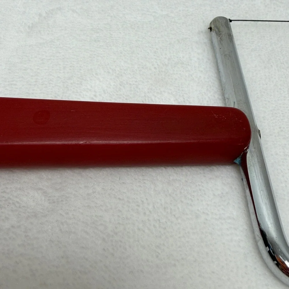 VTG MCM Red Bakelite Handle Cheese Slicer Stainless Steel Wire‎ Cutter MCM